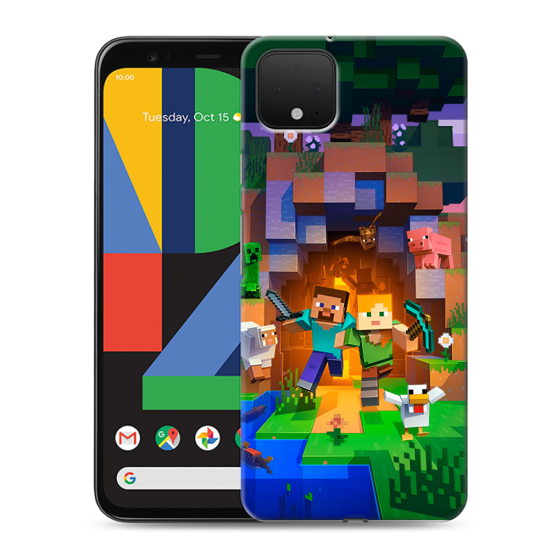 Пластиковый чехол на Google Pixel 4 XL с принтом Майнкрафт Minecraft Пластиковый чехол на Google Pixel 4 XL с принтом Майнкрафт Minecraft