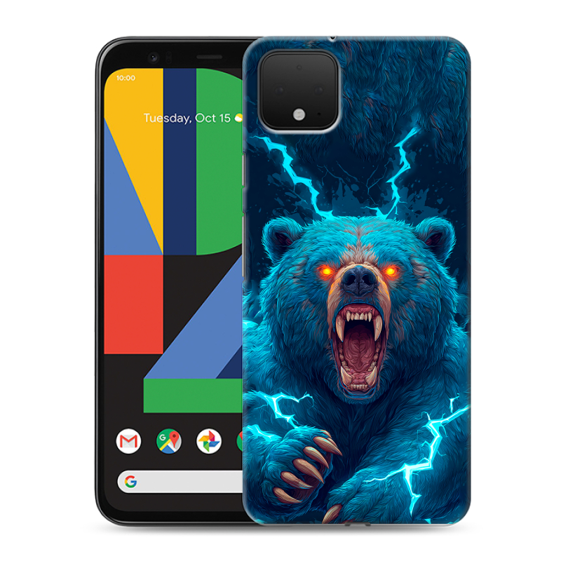Пластиковый чехол на Google Pixel 4 XL с принтом Медведь Пластиковый чехол на Google Pixel 4 XL с принтом Медведь