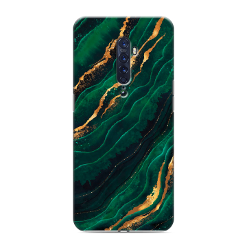 Силиконовый чехол на OPPO Reno2 с принтом Мрамор зеленое золото Силиконовый чехол на OPPO Reno2 с принтом Мрамор зеленое золото