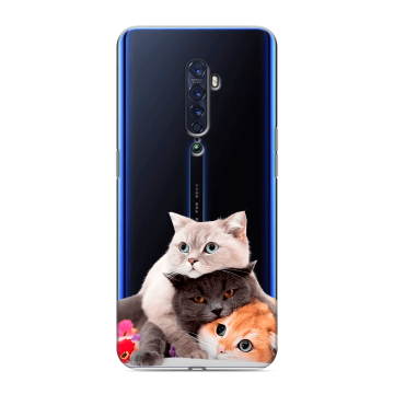 Силиконовый чехол на OPPO Reno2 с принтом Кошки Силиконовый чехол на OPPO Reno2 с принтом Кошки