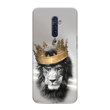Силиконовый чехол на OPPO Reno2 с принтом Лев с короной Силиконовый чехол на OPPO Reno2 с принтом Лев с короной