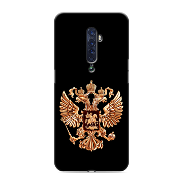 Силиконовый чехол на OPPO Reno2 с принтом Герб России золотой Силиконовый чехол на OPPO Reno2 с принтом Герб России золотой