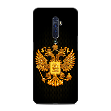 Силиконовый чехол на OPPO Reno2 с принтом Герб России желтый Силиконовый чехол на OPPO Reno2 с принтом Герб России желтый