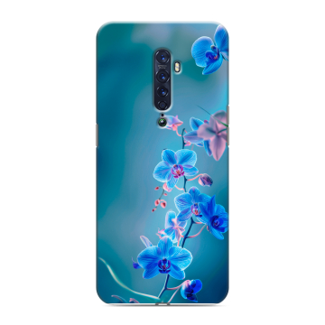 Силиконовый чехол на OPPO Reno2 с принтом Голубые цветы Силиконовый чехол на OPPO Reno2 с принтом Голубые цветы