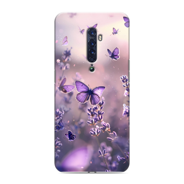 Силиконовый чехол на OPPO Reno2 с принтом бабочки и лаванда Силиконовый чехол на OPPO Reno2 с принтом бабочки и лаванда