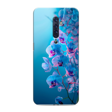 Силиконовый чехол на OPPO Reno2 с принтом голубые орхидеи Силиконовый чехол на OPPO Reno2 с принтом голубые орхидеи