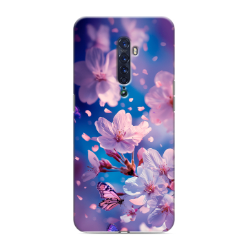 Силиконовый чехол на OPPO Reno2 с принтом цветы бабочки Силиконовый чехол на OPPO Reno2 с принтом цветы бабочки