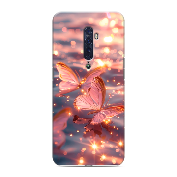 Силиконовый чехол на OPPO Reno2 с принтом бабочки розовые Силиконовый чехол на OPPO Reno2 с принтом бабочки розовые