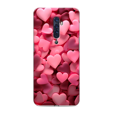 Силиконовый чехол на OPPO Reno2 с принтом розовые сердечки Силиконовый чехол на OPPO Reno2 с принтом розовые сердечки