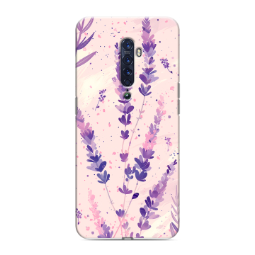 Силиконовый чехол на OPPO Reno2 с принтом цветы лаванда Силиконовый чехол на OPPO Reno2 с принтом цветы лаванда