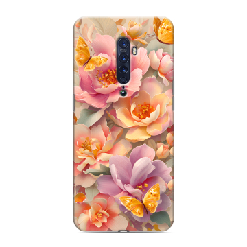 Силиконовый чехол на OPPO Reno2 с принтом Цветы и бабочки