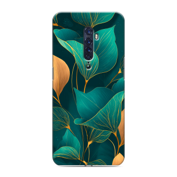 Силиконовый чехол на OPPO Reno2 с принтом Листья и золото