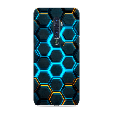 Силиконовый чехол на OPPO Reno2 с принтом Неоновые соты