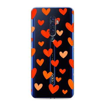 Силиконовый чехол на OPPO Reno2 с принтом Сердечки