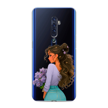Силиконовый чехол на OPPO Reno2 с принтом девушка цветы Силиконовый чехол на OPPO Reno2 с принтом девушка цветы