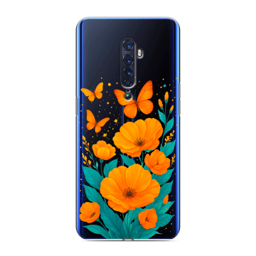 Силиконовый чехол на OPPO Reno2 с принтом цветы бабочки Силиконовый чехол на OPPO Reno2 с принтом цветы бабочки