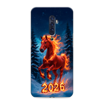 Силиконовый чехол на OPPO Reno2 с принтом Новый год коня Силиконовый чехол на OPPO Reno2 с принтом Новый год коня