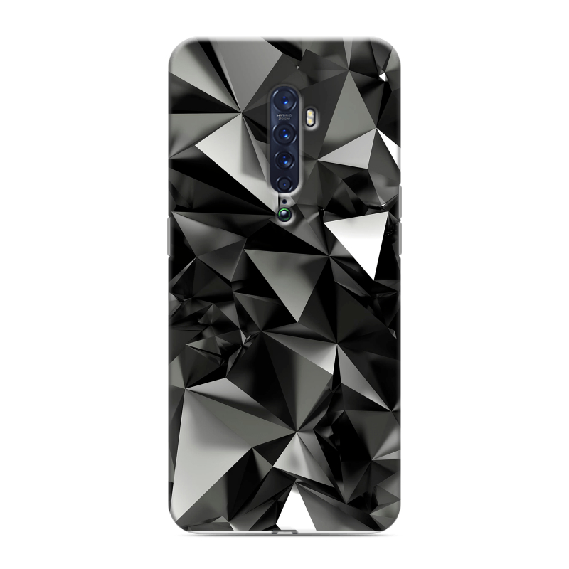 Силиконовый чехол на OPPO Reno2 с принтом Черные кристаллы Силиконовый чехол на OPPO Reno2 с принтом Черные кристаллы