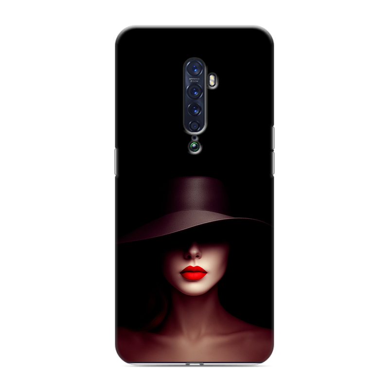 Пластиковый чехол на OPPO Reno2 с принтом Девушка в шляпе Пластиковый чехол на OPPO Reno2 с принтом Девушка в шляпе