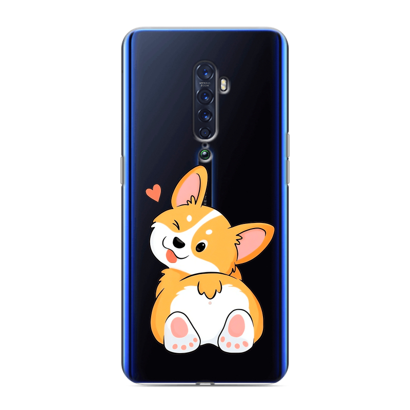 Пластиковый чехол на OPPO Reno2 с принтом Корги Пластиковый чехол на OPPO Reno2 с принтом Корги