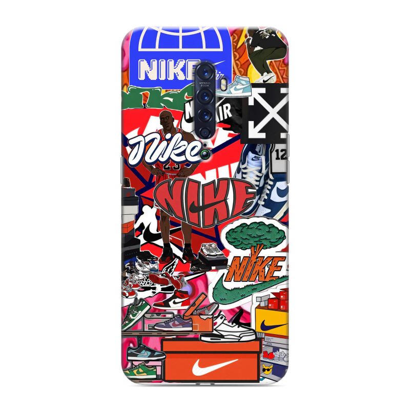 Пластиковый чехол на OPPO Reno2 с принтом Найк Nike яркий Пластиковый чехол на OPPO Reno2 с принтом Найк Nike яркий
