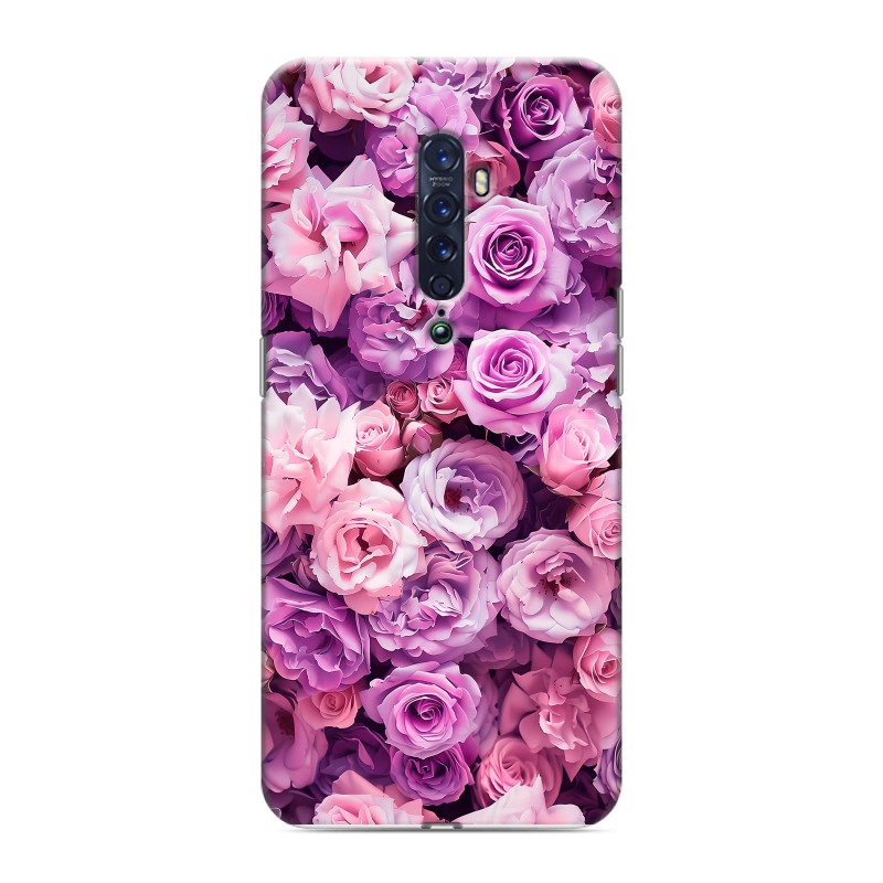 Пластиковый чехол на OPPO Reno2 с принтом лавандовые розы Пластиковый чехол на OPPO Reno2 с принтом лавандовые розы