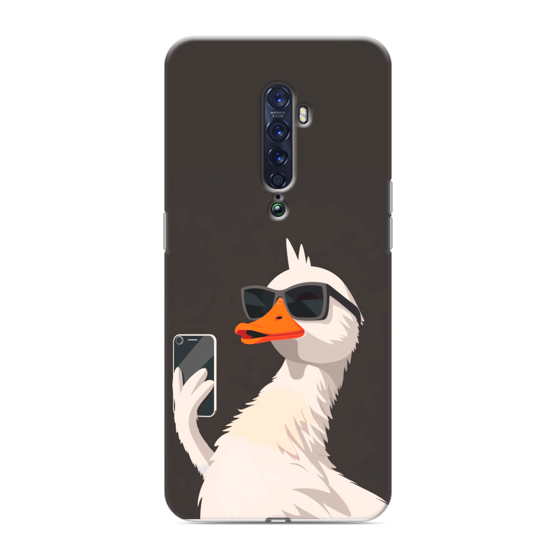 Пластиковый чехол на OPPO Reno2 с принтом утка в очках Пластиковый чехол на OPPO Reno2 с принтом утка в очках