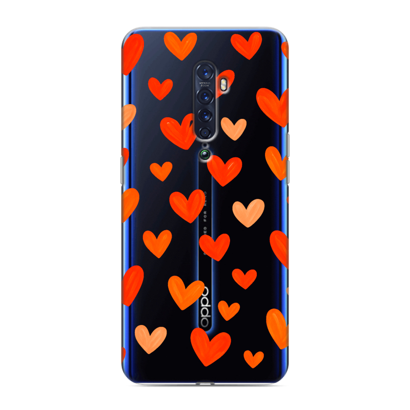 Силиконовый чехол на OPPO Reno2 с принтом Сердечки Силиконовый чехол на OPPO Reno2 с принтом Сердечки