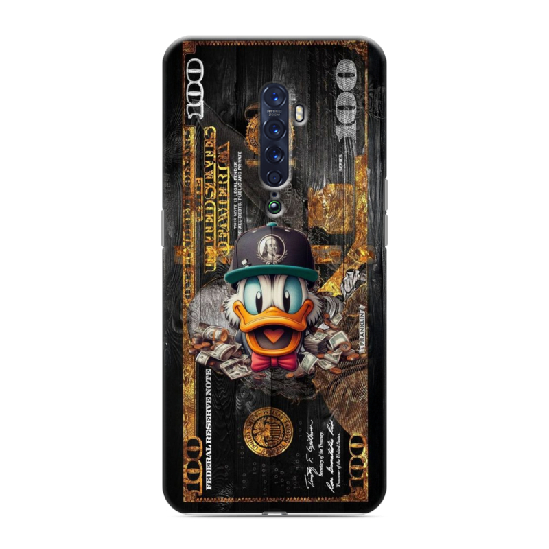 Пластиковый чехол на OPPO Reno2 с принтом Дональд Дак Доллар Пластиковый чехол на OPPO Reno2 с принтом Дональд Дак Доллар