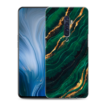 Силиконовый противоударный чехол на OPPO Reno2 Z с принтом Мрамор зеленое золото Силиконовый противоударный чехол на OPPO Reno2 Z с принтом Мрамор зеленое золото
