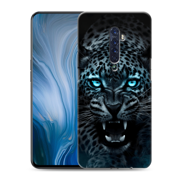 Силиконовый противоударный чехол на OPPO Reno2 Z с принтом Темный леопард Силиконовый противоударный чехол на OPPO Reno2 Z с принтом Темный леопард