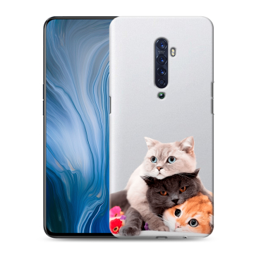 Силиконовый противоударный чехол на OPPO Reno2 Z с принтом Кошки Силиконовый противоударный чехол на OPPO Reno2 Z с принтом Кошки