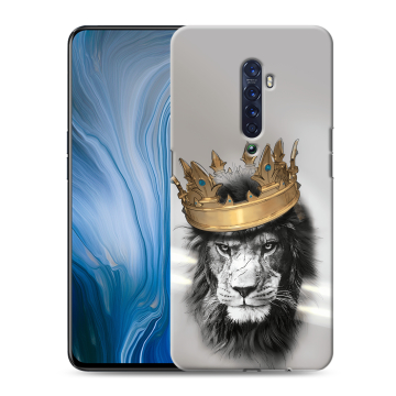 Силиконовый противоударный чехол на OPPO Reno2 Z с принтом Лев с короной Силиконовый противоударный чехол на OPPO Reno2 Z с принтом Лев с короной