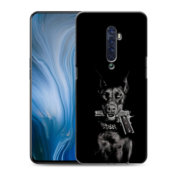 Силиконовый противоударный чехол на OPPO Reno2 Z с принтом Доберман и пистолет Силиконовый противоударный чехол на OPPO Reno2 Z с принтом Доберман и пистолет
