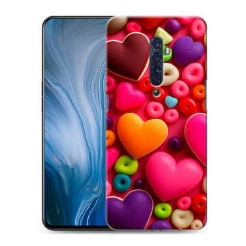 Силиконовый противоударный чехол на OPPO Reno2 Z с принтом Сердечки Силиконовый противоударный чехол на OPPO Reno2 Z с принтом Сердечки