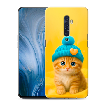 Силиконовый противоударный чехол на OPPO Reno2 Z с принтом Котенок в шапке
