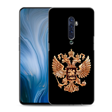 Силиконовый противоударный чехол на OPPO Reno2 Z с принтом Герб России золотой