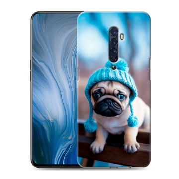 Силиконовый противоударный чехол на OPPO Reno2 Z с принтом Мопс в шапке