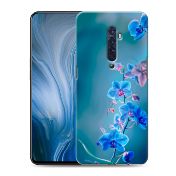 Силиконовый противоударный чехол на OPPO Reno2 Z с принтом Голубые цветы Силиконовый противоударный чехол на OPPO Reno2 Z с принтом Голубые цветы
