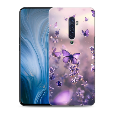 Силиконовый противоударный чехол на OPPO Reno2 Z с принтом бабочки и лаванда Силиконовый противоударный чехол на OPPO Reno2 Z с принтом бабочки и лаванда