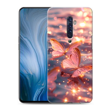 Силиконовый противоударный чехол на OPPO Reno2 Z с принтом бабочки розовые Силиконовый противоударный чехол на OPPO Reno2 Z с принтом бабочки розовые