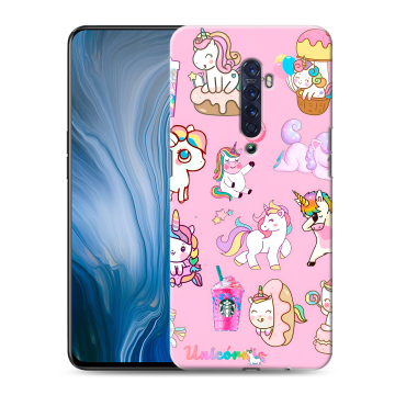 Силиконовый противоударный чехол на OPPO Reno2 Z с принтом розовые единороги Силиконовый противоударный чехол на OPPO Reno2 Z с принтом розовые единороги