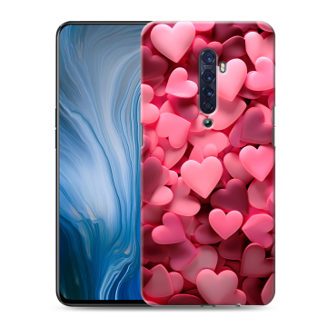 Силиконовый противоударный чехол на OPPO Reno2 Z с принтом розовые сердечки