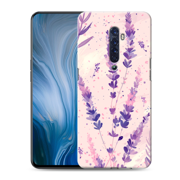 Силиконовый противоударный чехол на OPPO Reno2 Z с принтом цветы лаванда Силиконовый противоударный чехол на OPPO Reno2 Z с принтом цветы лаванда