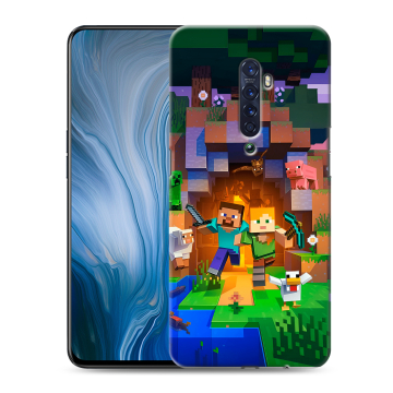 Силиконовый противоударный чехол на OPPO Reno2 Z с принтом Майнкрафт Minecraft