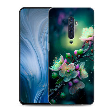 Силиконовый противоударный чехол на OPPO Reno2 Z с принтом Цветы и мрамор Силиконовый противоударный чехол на OPPO Reno2 Z с принтом Цветы и мрамор