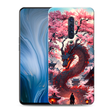 Силиконовый противоударный чехол на OPPO Reno2 Z с принтом Дракон Японский Силиконовый противоударный чехол на OPPO Reno2 Z с принтом Дракон Японский