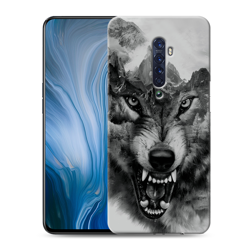 Пластиковый чехол на OPPO Reno2 Z с принтом Волк Пластиковый чехол на OPPO Reno2 Z с принтом Волк