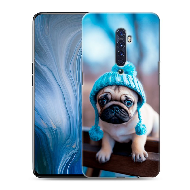 Пластиковый чехол на OPPO Reno2 Z с принтом Мопс в шапке Пластиковый чехол на OPPO Reno2 Z с принтом Мопс в шапке