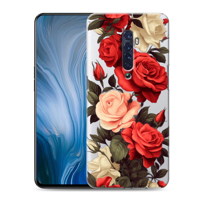 Силиконовый противоударный чехол на OPPO Reno2 Z с принтом Розы Силиконовый противоударный чехол на OPPO Reno2 Z с принтом Розы
